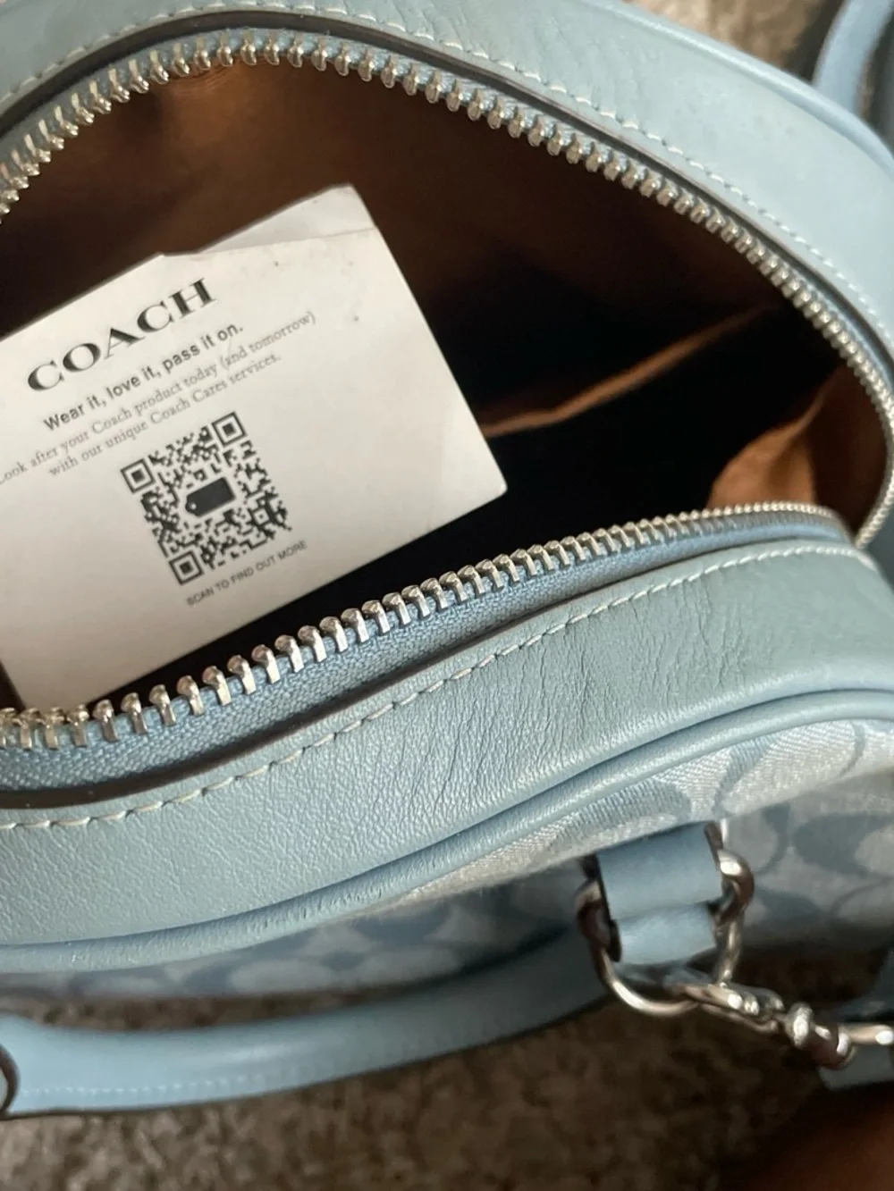 Coach Light Blue Signature Dome Satchel